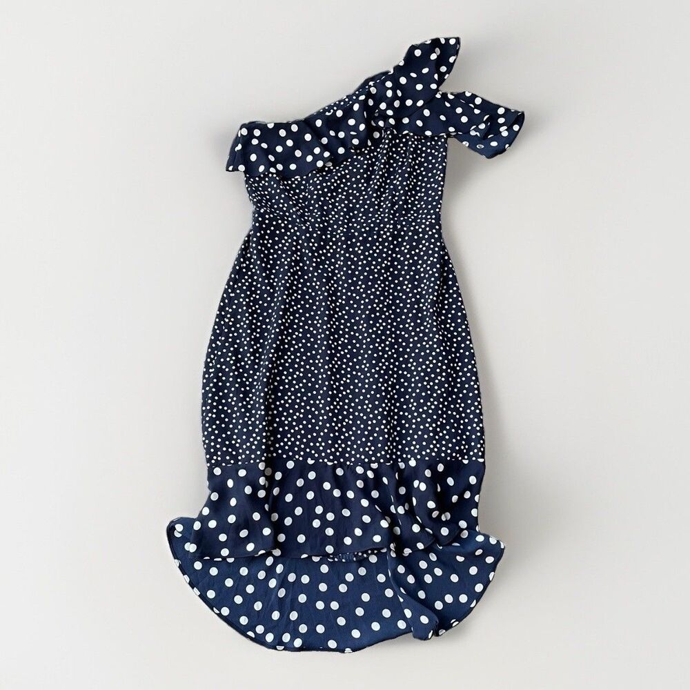 A New Day Blue Polka Dot Midi Dress Size M NWT Preppy